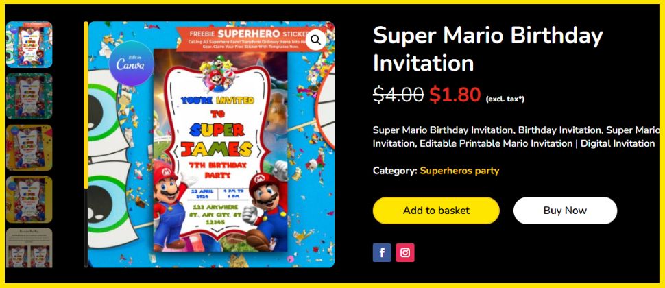 Super Mario Birthday Invitation