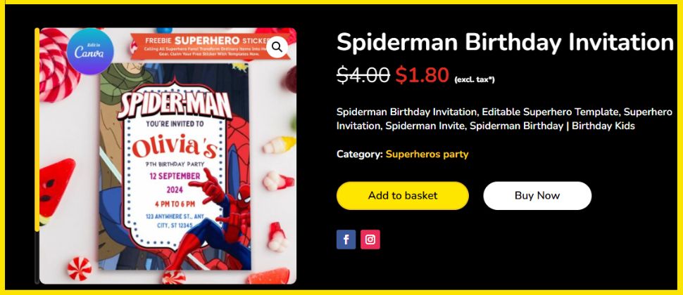 Spider Man Invitations
