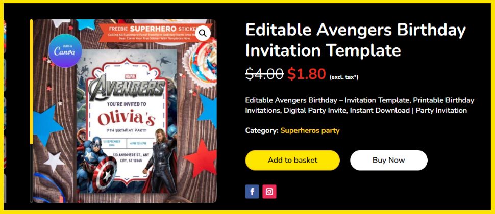 Avengers Birthday Invitation Template