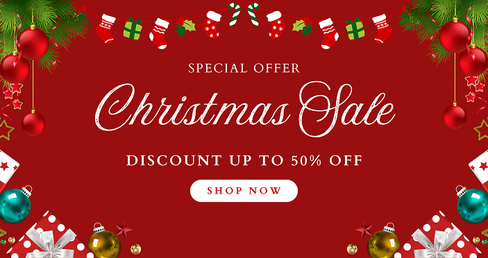 Red and Colorful Simple Christmas Sale Banner