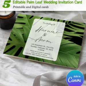 Modern Palm Leaf Wedding Invitation Template
