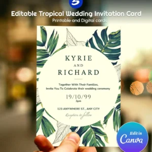 Green Floral Wedding Invitation Templates