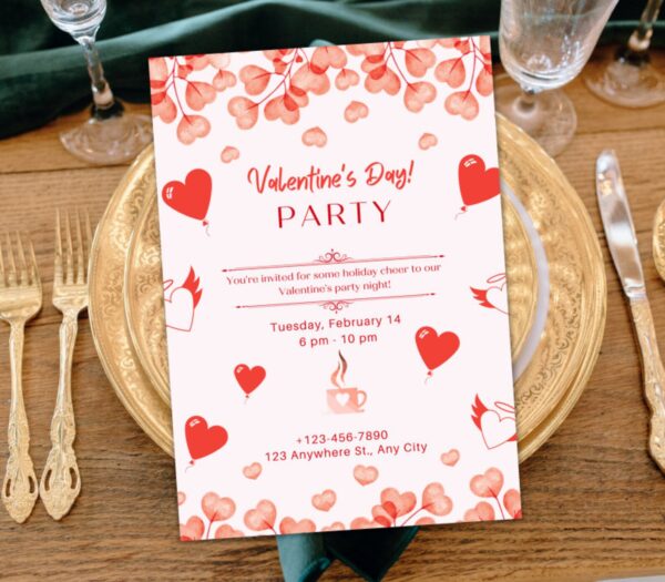Decorating Party Invitation, Digital valentines card - Image 2