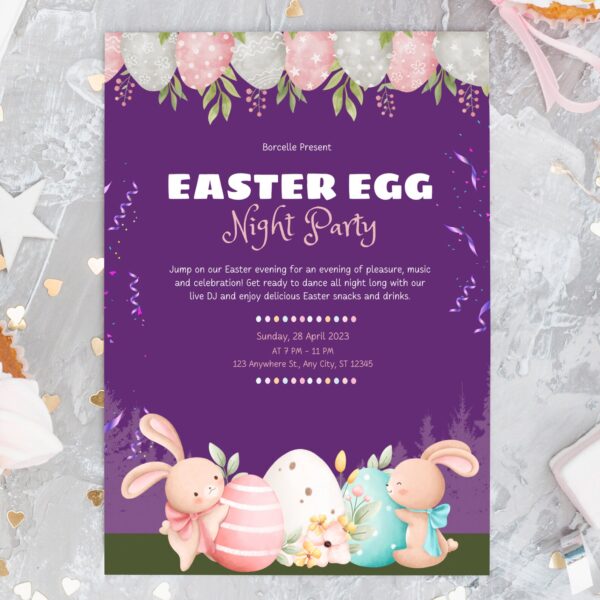 Easter Egg Night Party - Editable Glow In The Dark - Image 2