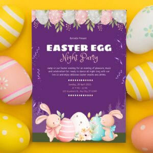 Easter Egg Night Party - Editable Glow In The Dark
