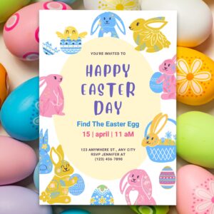 Easter Peeps Egg Hunt Party invitation template