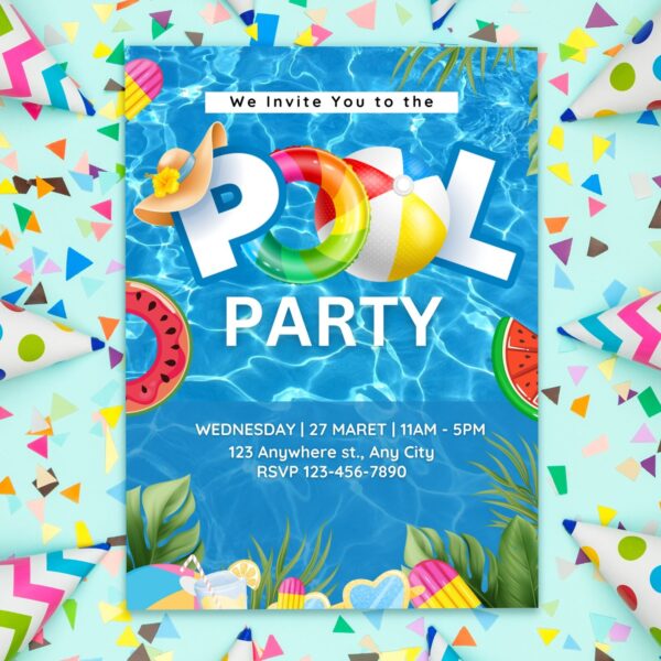 Slumber Pool Party Invitation Templates - Image 3