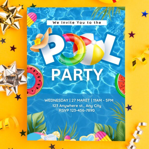 Slumber Pool Party Invitation Templates