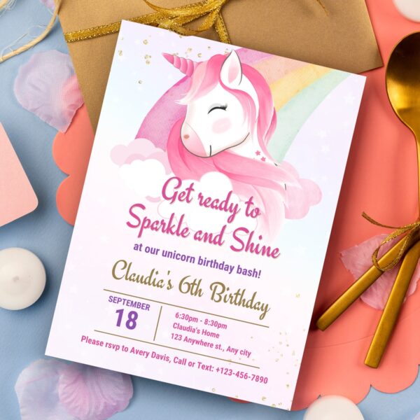 Unicorn Birthday Invitation - Image 4