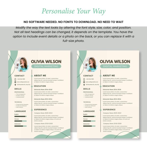 CV Template Photo Resume Template - Image 5