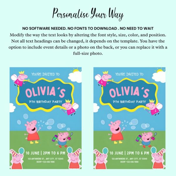 Peppa Pig Birthday Card Template - Image 5