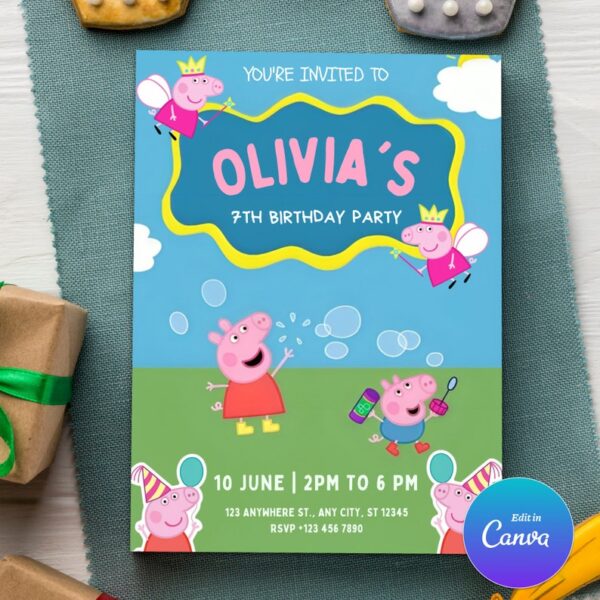 Peppa Pig Birthday Card Template - Image 4