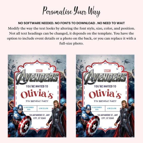 Avengers Birthday Invitation Cards - Image 5