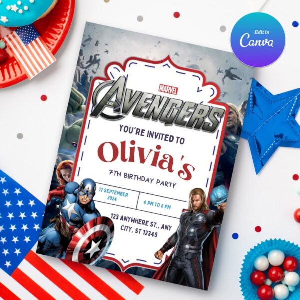 Avengers Birthday Invitation Cards - Image 3