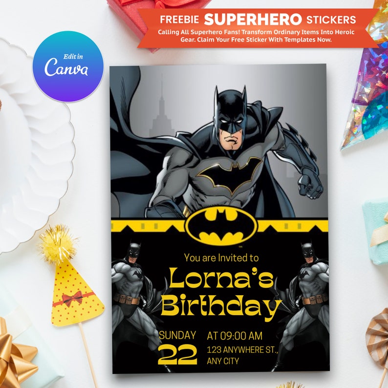 Batman Birthday Party Invitations