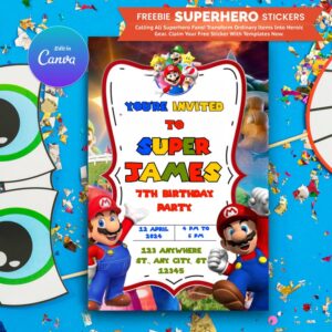 Customizable Super Mario Invitations Template