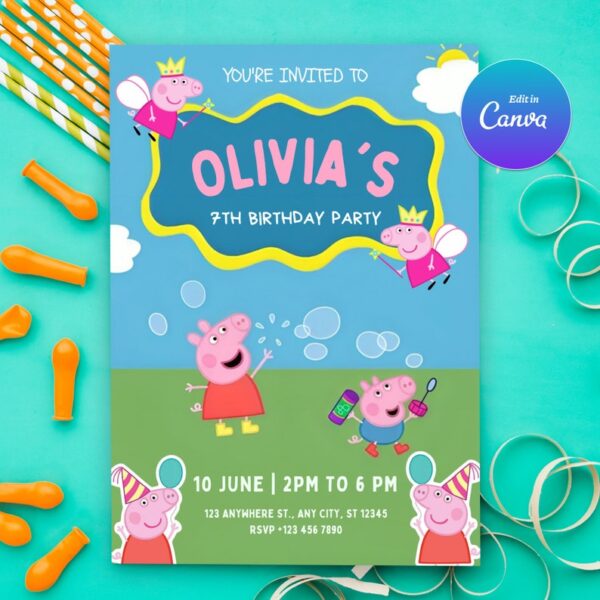 Peppa Pig Birthday Card Template - Image 2