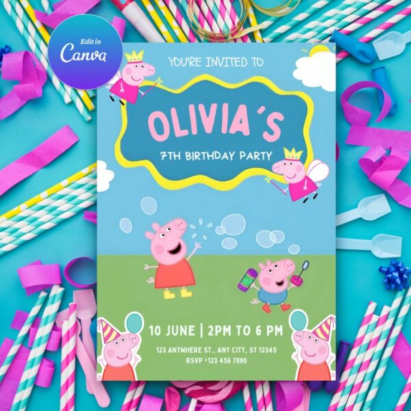 Peppa Pig Birthday Card Template - Image 3
