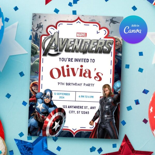 Avengers Birthday Invitation Cards - Image 2