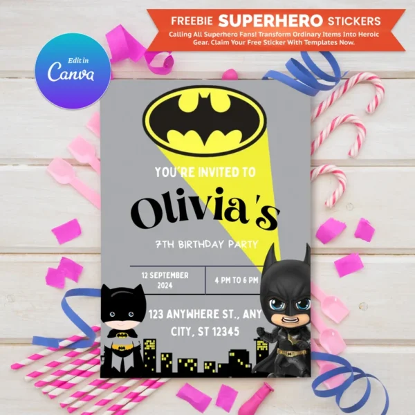 Superhero Birthday Invitation Templates
